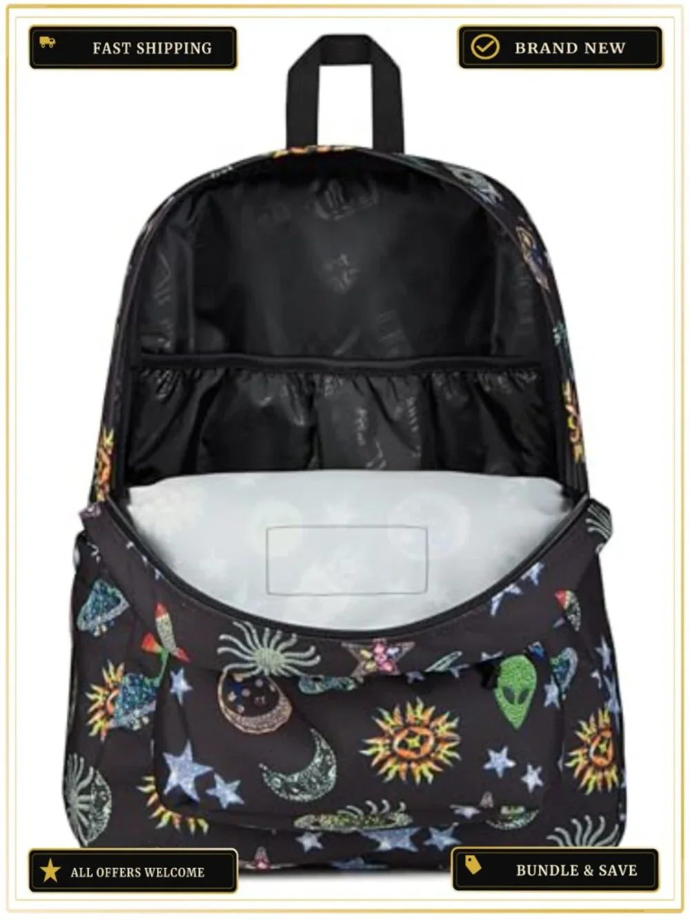 JanSport SuperBreak Plus Backpack 15-Inch Laptop Sleeve Galaxy Glam